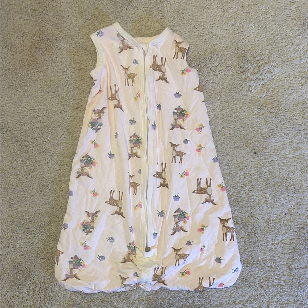 Burt's Bees Baby Cream Sleep Sack with Deer and Floral Print